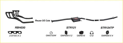 Black redback performance exhaust system with integrated catalytic converter and hardware for holden caprice back side