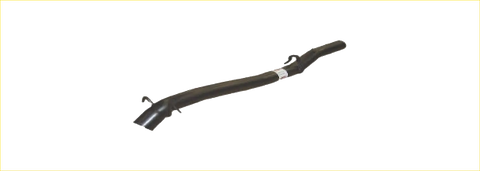 Black rubber exhaust pipe with a white band from redback performance exhaust system for holden commodore 03 1990 back side