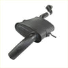 Black metal redback performance exhaust system with rectangular housing and curved pipes for holden commodore back side