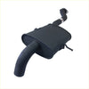 Black redback performance exhaust muffler with rectangular body and curved pipes for holden commodore back side view