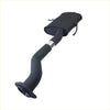 Black redback performance exhaust system with curved pipe and rectangular muffler housing for holden commodore back side