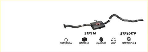 Black metal redback performance exhaust system with central resonator and curved pipes for holden commodore vs v6 sedan