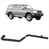 Black curved metal rear bumper guard for toyota land cruiser 105 series shown from the back side