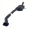 Black metal redback performance headers and 2.5 inch exhaust system component with cylindrical muffler and curved pipes for holden