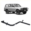 Black tubular front bumper guard for toyota landcruiser 80 enhancing protection and style on tough terrains