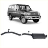 Black aftermarket exhaust tailpipe assembly for toyota landcruiser lc78 showing the back side
