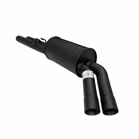 Black matte redback rear muffler twin tail pipe with dual angled exhaust for holden commodore 57l v8 vt back view