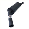 Black cylindrical exhaust muffler with curved pipe and genuine label for redback sports system holden calais 1997-2004