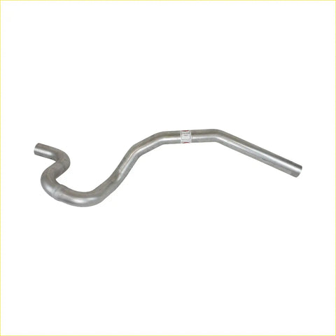 Silver metallic s-shaped redback sports tailpipe for holden torana 1974 to 1978 showing back side view