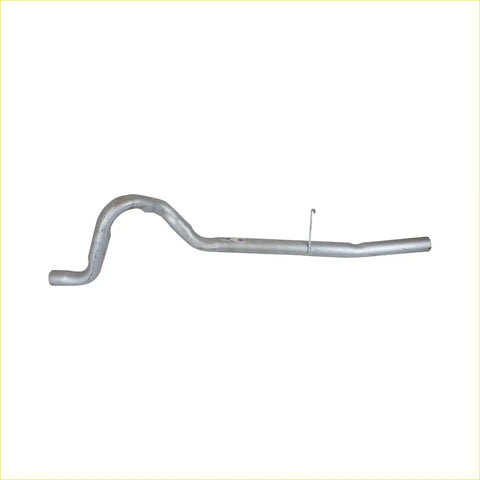 Silver metallic redback tail pipe for ford xh ute with s-shaped mandrel bent design and side hook visible from back side