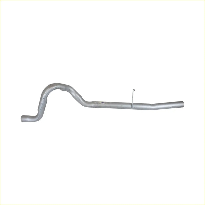 Silver metallic redback tail pipe for ford xh ute with s-shaped mandrel bent design and side hook visible from back side
