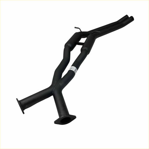 Black metal exhaust manifold with matte finish and multiple pipes for redback twin 25 centre hotdog resonators