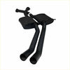 Black matte redback twin 2.5 inch centre mufflers with dual curved pipes shown from the back for holden commodore