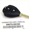 Black plastic car key fob with two buttons and metal key blade for toyota hilux mk6 sr5 2004-2011 remote key set