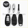 Chrome-finished door handle trim caps and black leather strap with silver buckle beside disassembled volkswagen touareg key fob shell