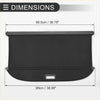 Black fabric trunk liner with curved edge and rectangular handle for toyota c-hr retractable cargo cover back side