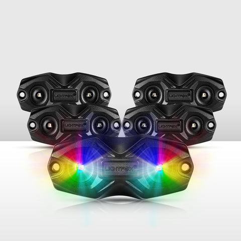 LIGHTFOX RGBW LED Rock Lights - 4 Pack