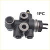 Black cast iron rhd brake load sensing proportioning valve with threaded ports and stamped a10 label