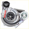 Silver metallic rhf4 turbocharger with central turbine housing and black rubber hose for jeep cherokee 25 crd engine