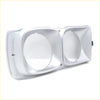 White plastic rhs headlight door housing with dual rounded rectangular cutouts and mounting holes for isuzu faster