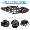 Back side of right bumper bracket retainer for 2014-2019 toyota highlander with black plastic trim and red screw caps