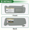 Gray plastic right car sun visor for Toyota Highlander 2014-2016 2019 with built-in storage compartment and warning labels