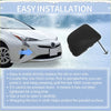 Black plastic right front tow hook cover for Toyota Prius V 2014-2017 with small metal tab for easy installation
