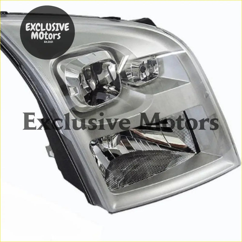 Right-hand headlight for ford transit 2006-2012 with chrome finish clear lens and dual bulb housing