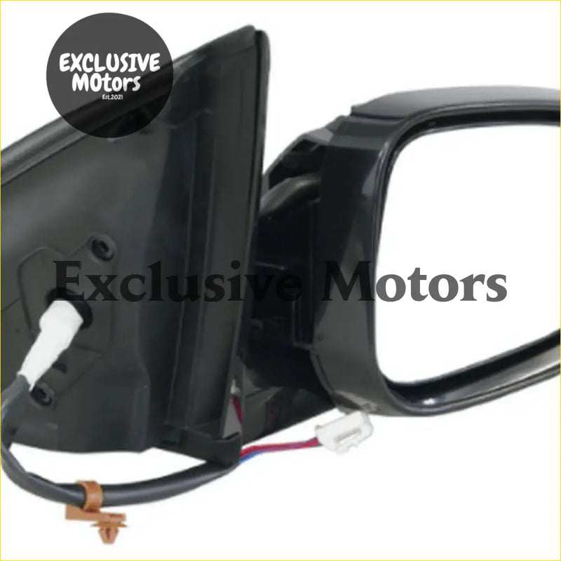Black plastic right-hand side mirror for ford falcon fg 2008-2014 with rectangular reflective surface and visible wiring connectors