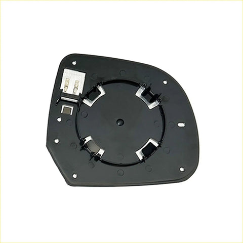 Black plastic heated right passenger side mirror housing with mounting brackets for nissan almera shown from back side