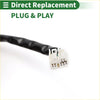 Black insulated cable with white plastic multi pin connector on the back of the right side door mirror for toyota highlander