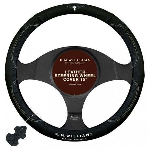 R.M. Williams Leather Steering Wheel Cover 380mm Black