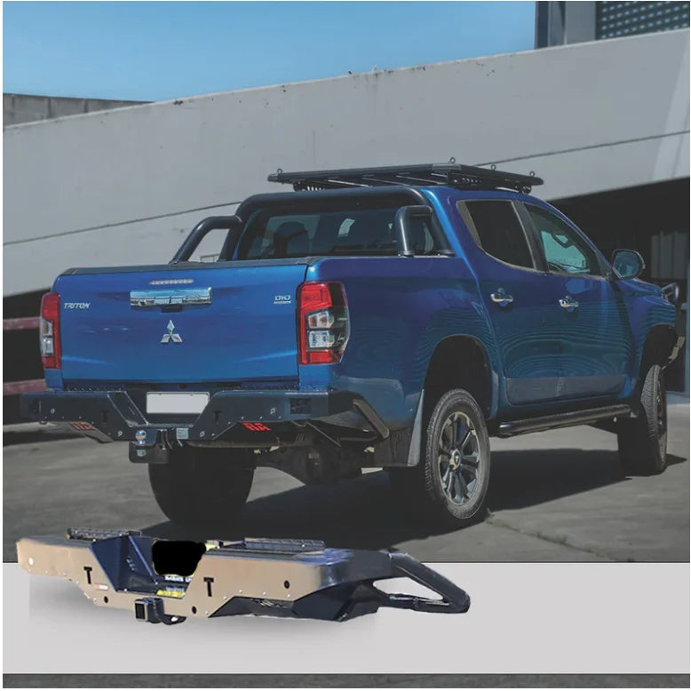 Blue pickup truck with aftermarket steel rear step tow bar for Mitsubishi MR Triton 2019+
