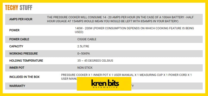 Rockarmor 12V Pressure Cooker Pressure Cooker