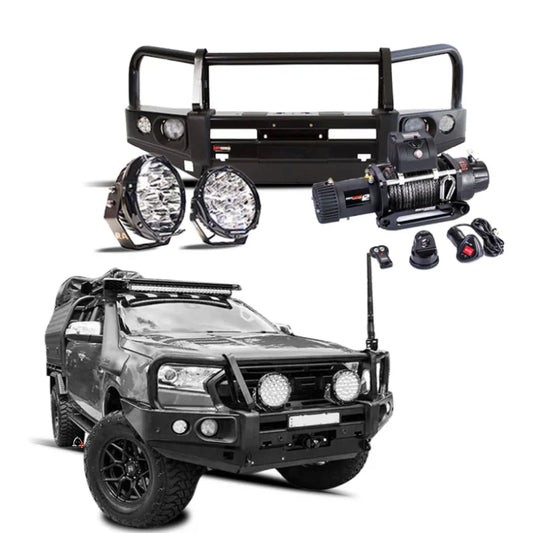 Off-road vehicle accessories featuring the Rockarmor Elite Bullbar and synthetic winch rope
