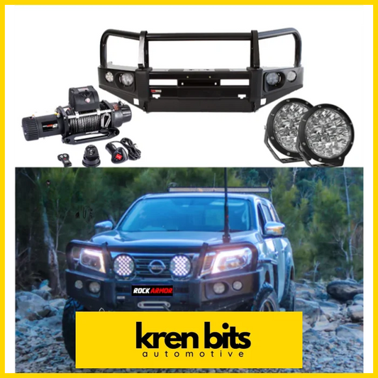 Rockarmor Elite Bullbar Frontal Combo To Suit Nissan Navara Np300 Winch Bar Combo