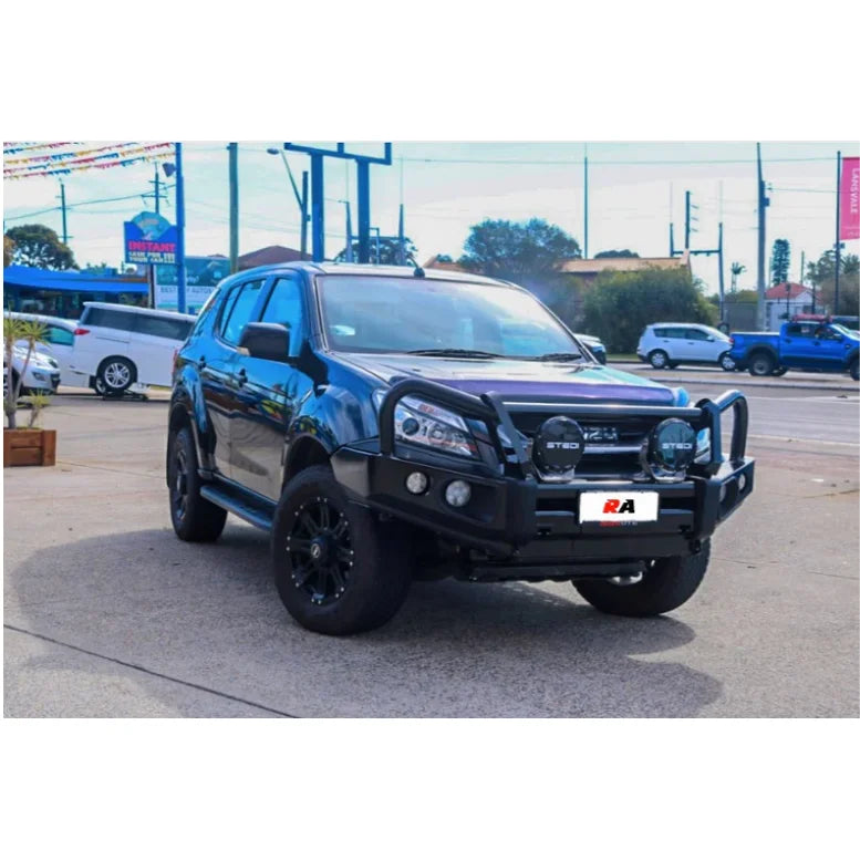 Dark blue SUV with Rockarmor Elite Hoop Bullbar for Isuzu Mux 2013-2017