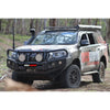 Black steel rockarmor elite hoop bullbar with two round aux lights for offroad 4wd toyota prado fj150 ute