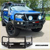 Black rockarmor elite hoop steel bullbar front bumper with integrated lights and tough design for ford ranger ute 4wd offroad