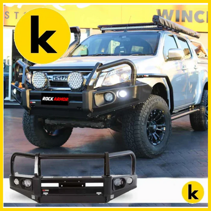 Rockarmor Elite Steel Bullbar To Suit Isuzu Dmax 2012-2020 (Bar Replacement Eyebrows) Winch Bar