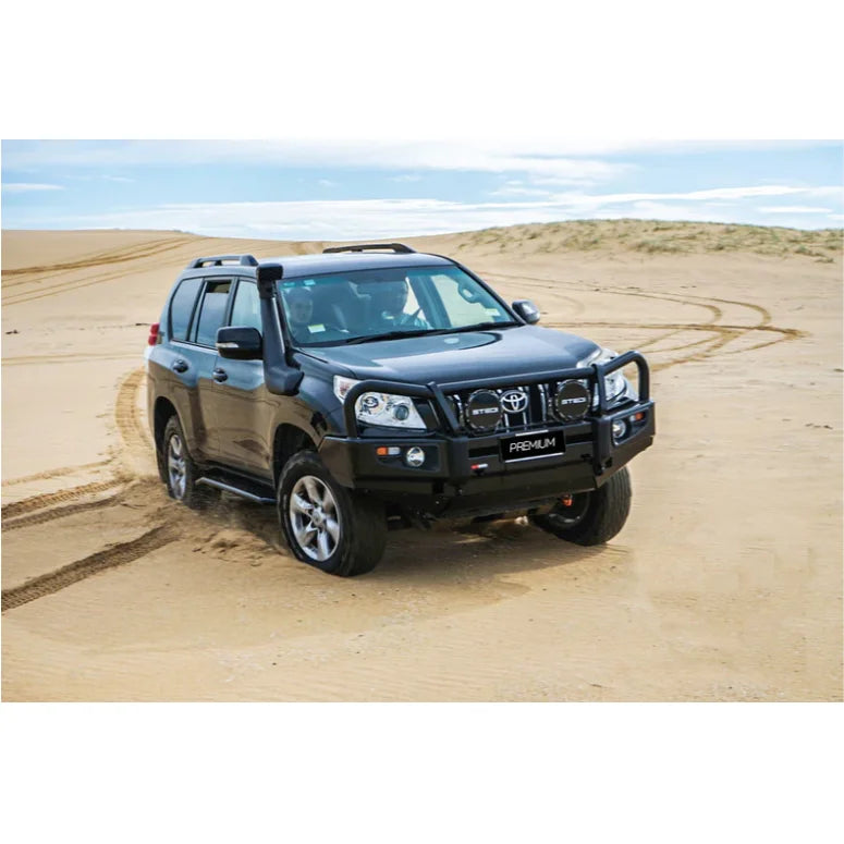 Black off-road Toyota SUV with elite steel bullbar suitable for Toyota Prado 150 2009-2013