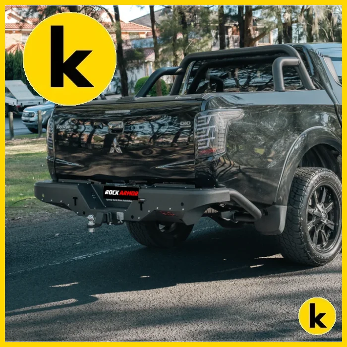 Rockarmor Elite Steel Rear Step / Tow Bar To Suit Mitsubishi Triton Mq 2015 - 2018 Rear Step