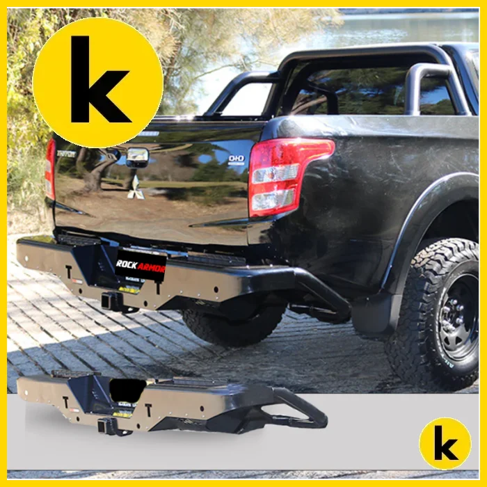 Rockarmor Elite Steel Rear Step / Tow Bar To Suit Mitsubishi Triton Mq 2015 - 2018 Rear Step
