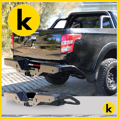 Rockarmor Elite Steel Rear Step / Tow Bar To Suit Mitsubishi Triton Mq 2015 - 2018 Rear Step
