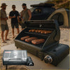 Black portable gas grill rockarmor gas bbq with stainless steel lid and knobs perfect for outdoor cooking