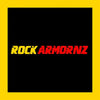 Rockarmonz gift card featuring bold yellow and red logo lettering on a sleek black background
