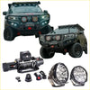 Black rugged offroad toyota land cruiser with rockarmor gt hoop bullbar combo pack and mounted led lights for 4wd use