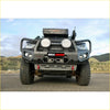 Black rockarmor gt hoop steel bullbar combo front bumper with circular led lights and central tow hook for isuzu dmax