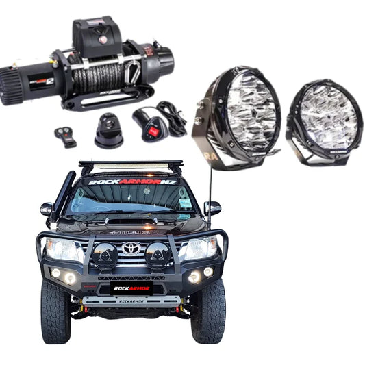 Rockarmor Gt Hoop Steel Bullbar Combo - Toyota Hilux N70 2012-15 - Winch Bar