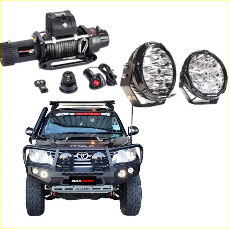 Rockarmor Gt Hoop Steel Bullbar Combo - Toyota Hilux N70 2012-15 - Winch Bar